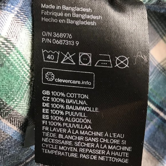 H&M Plaid Band Collar Henley Button Cotton Shirt - Picture 9 of 10